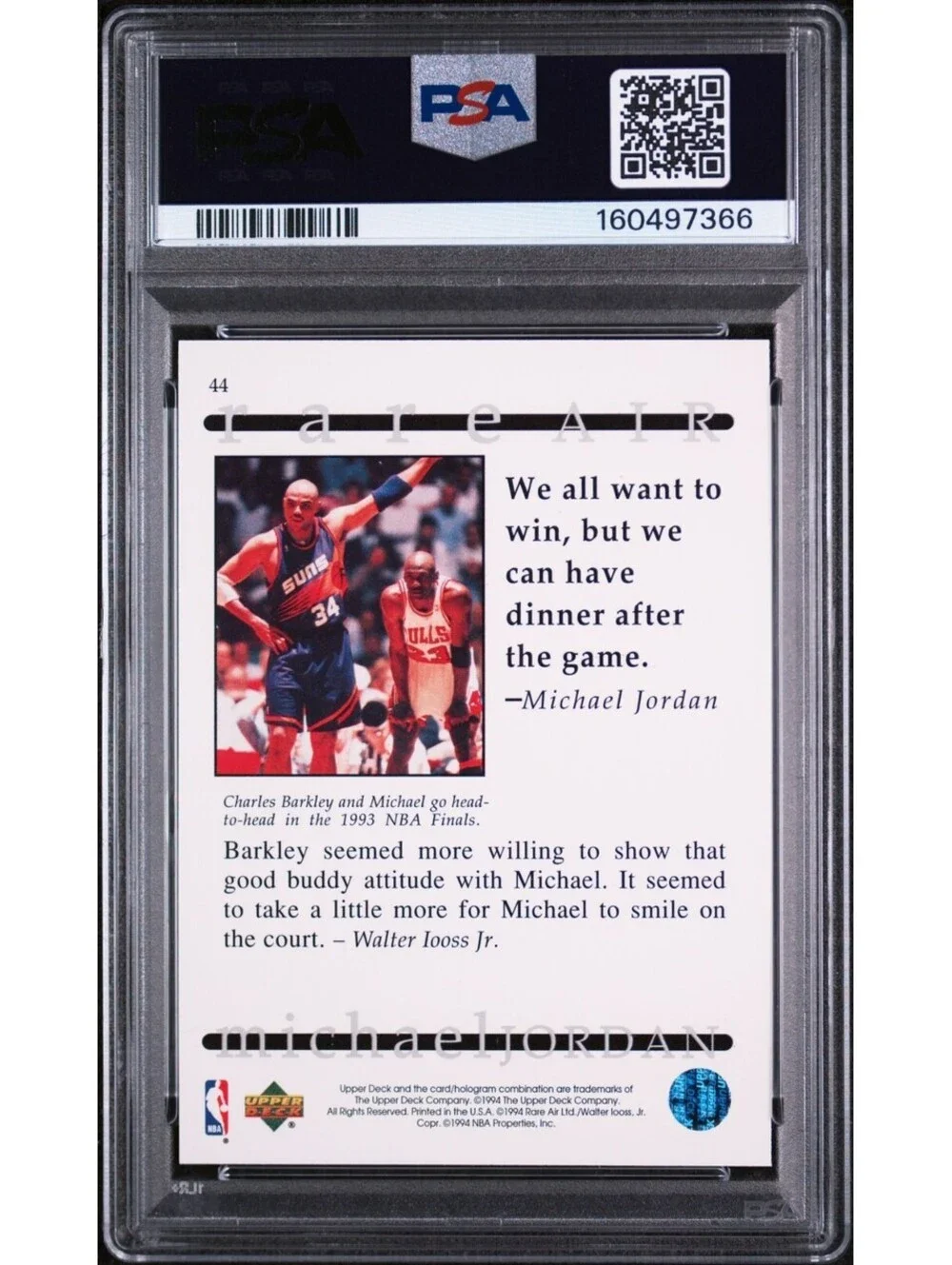 1994 Upper Deck Jordan Rare Air #44 Michael Jordan Bulls (HOF) PSA 8